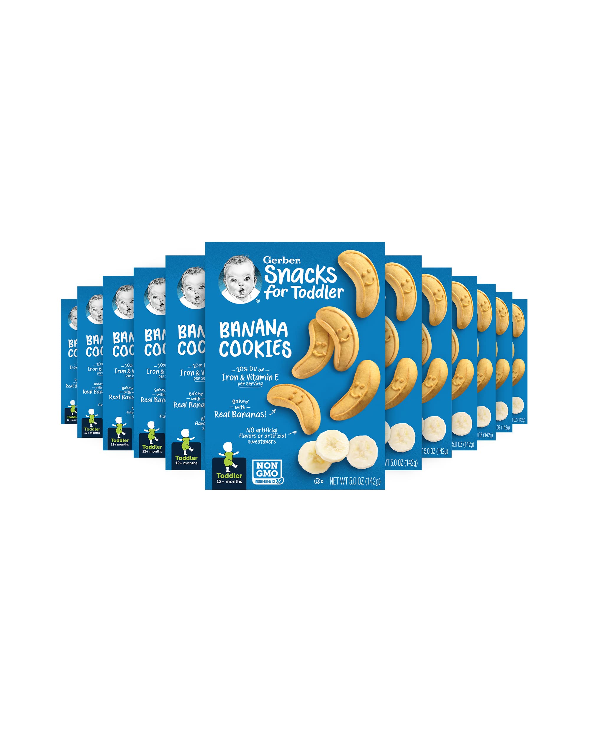 Organic Gerber Banana Cookies for Babies & Toddlers - 5oz (Pack of 12) - Healthy Snack for On-the-Go, Daycare & Travel