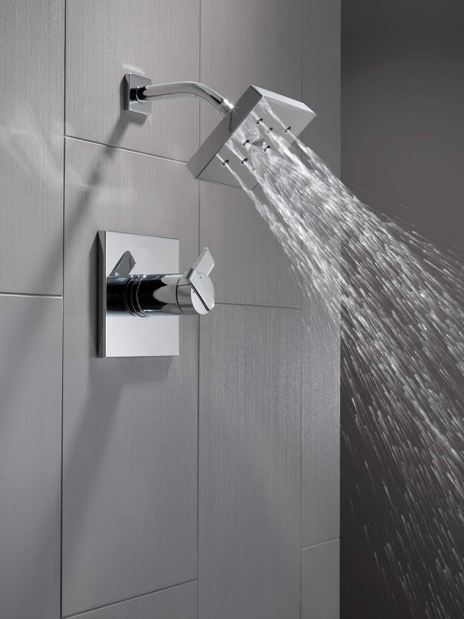 Delta Ara 17 Series Dual-Function Shower Trim Kit with H2Okinetic Shower Head - Chrome Finish T17267 - Single Spray Shower Faucet for Bathroom & Master Suite (Valve Not Included)