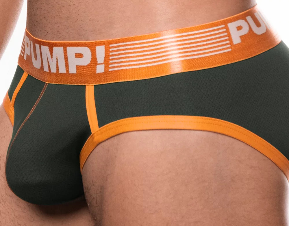 PUMP! Squad Men's Athletic Performance Briefs - Breathable Quick-Dry Underwear for Sports & Workouts - Green (Perfect for Gym, Running & Active Lifestyle)