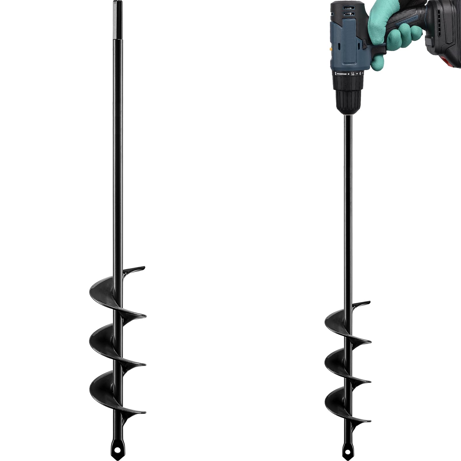 **1.8 x 14.6 Inch Garden Auger Drill Bit for Planting - Hex Drive Bulb & Flower Planter Tool - Post Hole Digger for Quick Planting (Black) - Perfect for Garden Beds, Pots & Landscaping**