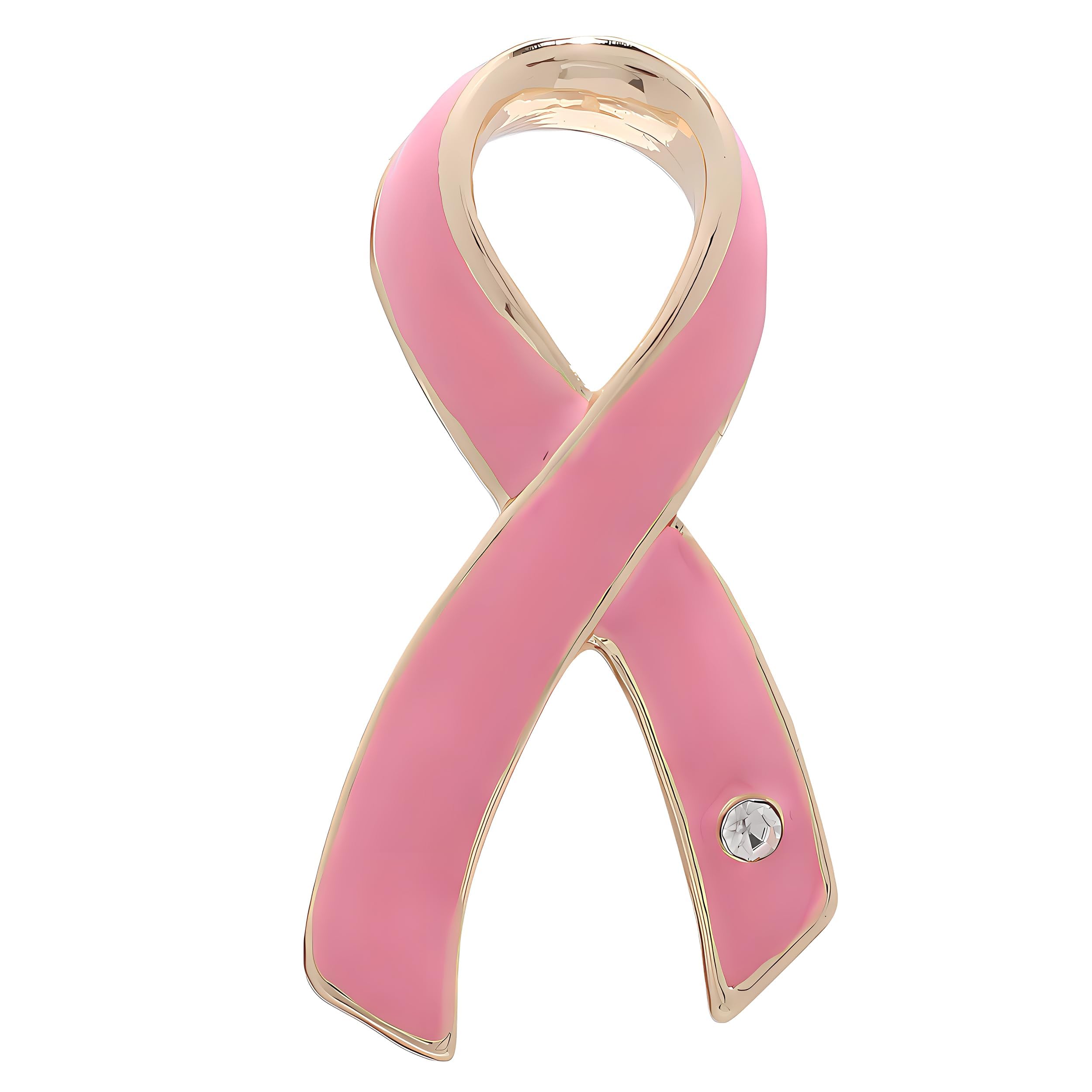 2 Pack Large Pink Ribbon Pins with Crystal – Breast Cancer Awareness Pins for Fundraising Events, Support Groups, Promotions & Gifts – Perfect for Charity Walks, Survivor Celebrations & Awareness Campaigns