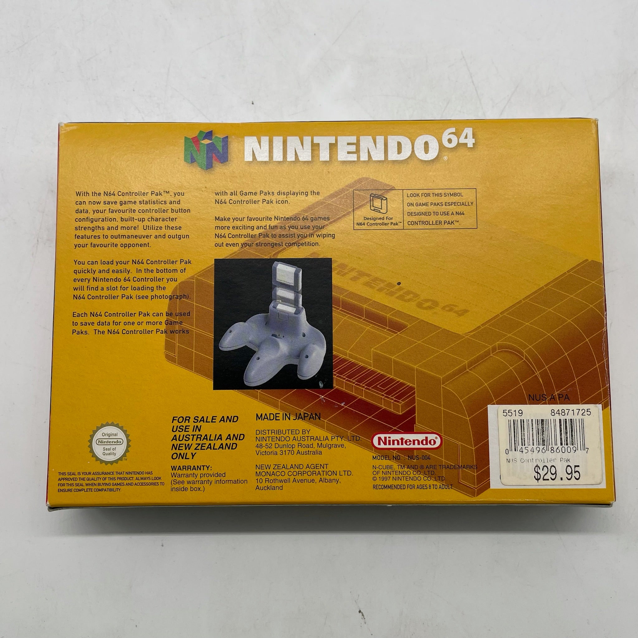 Original Nintendo 64 N64 Controller Pak - Official Memory Card for Game Saves - Compatible with PAL Region Games - Perfect for Retro Gaming & Collectors