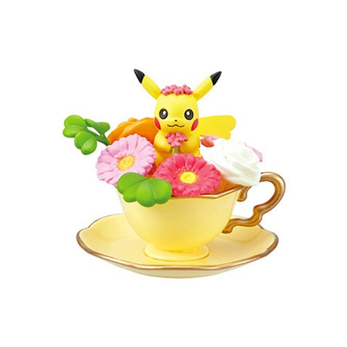 Pokemon Floral Cup Collection - 2 Re-Ment 3 Inch Mini Figures Set - Cute Pikachu & Eevee Collectibles for Home Decor, Office Display, and Gift Giving