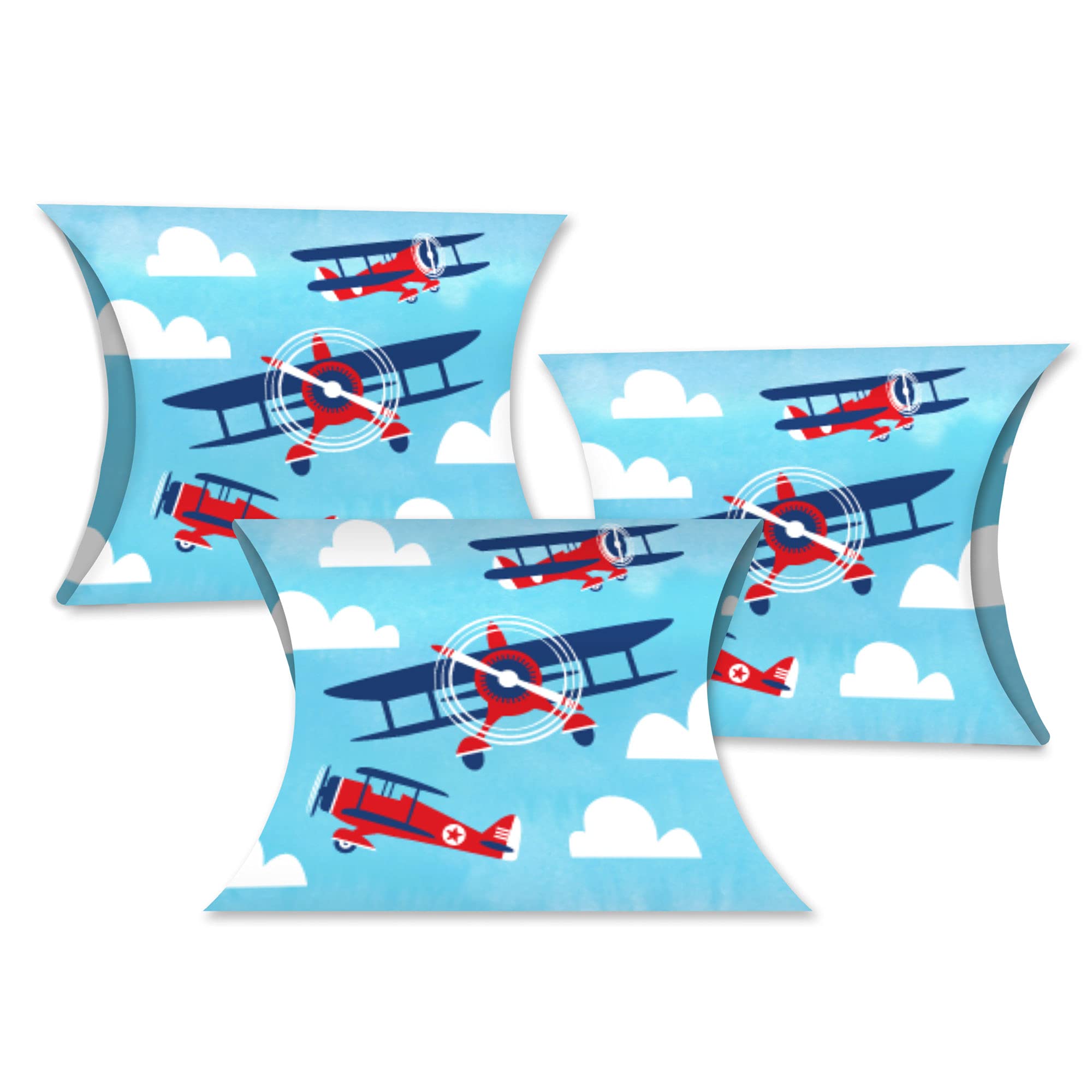 Vintage Airplane Favor Gift Boxes - Set of 20 Petite Pillow Boxes for Baby Showers & Birthday Parties - Perfect for Aviation Theme Decorations & Party Favors