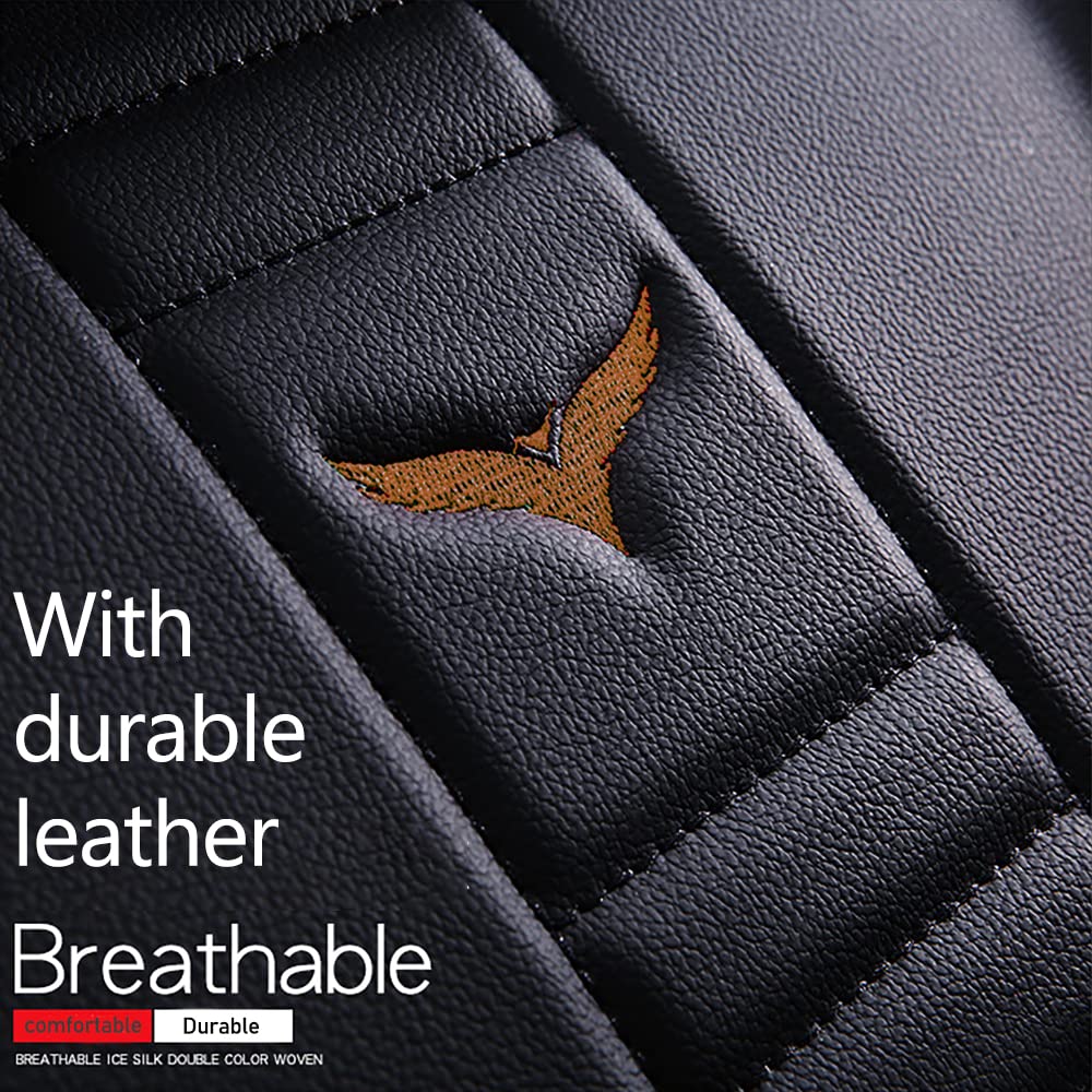 Universal Fit PU Leather Car Seat Covers for Toyota Camry Hybrid 2007-2025 - Full Set with Headrest & Back Pillow in Black & Coffee Line | Durable Auto Interior Protection for Daily Commute & Road Trips