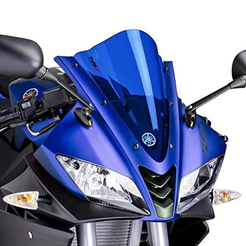 Puig 4637A Racing Windscreen - High-Performance Motorcycle Windshield for Sport Bikes (Blue) - Perfect for Track Days & Highway Riding