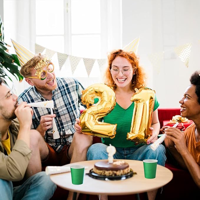 Eco-Friendly Green Disposable Paper Cups for Kids Birthday Party, Wedding, Picnic, BBQ & Travel Events - 20 Pack | Perfect for Outdoor Gatherings & Celebrations