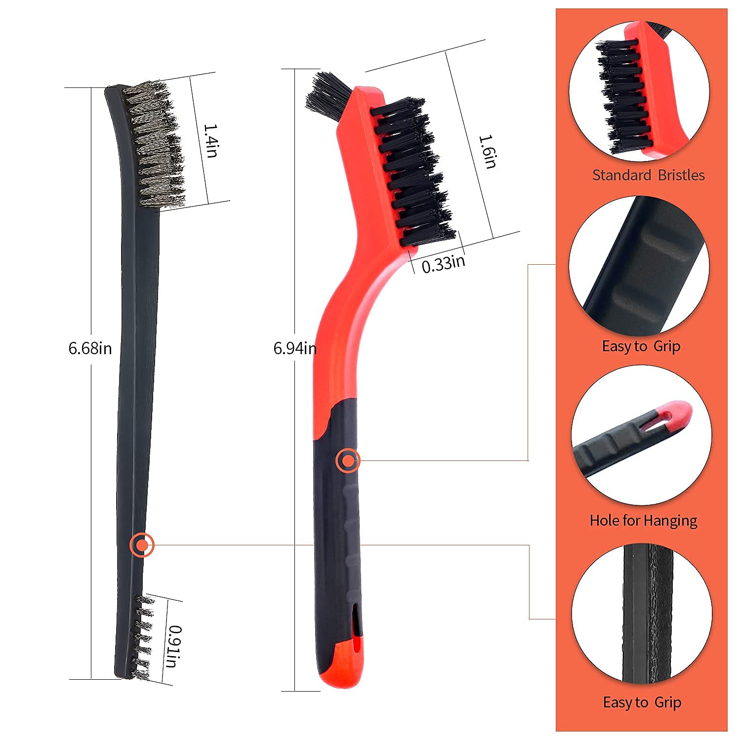 8-Piece Small Wire Brush Set - Brass, Stainless Steel & Nylon Bristles for Rust Removal, Dirt Cleaning & Paint Scrubbing - Double-Ended Cleaning Pick Tools for Home, Workshop & Automotive Maintenance