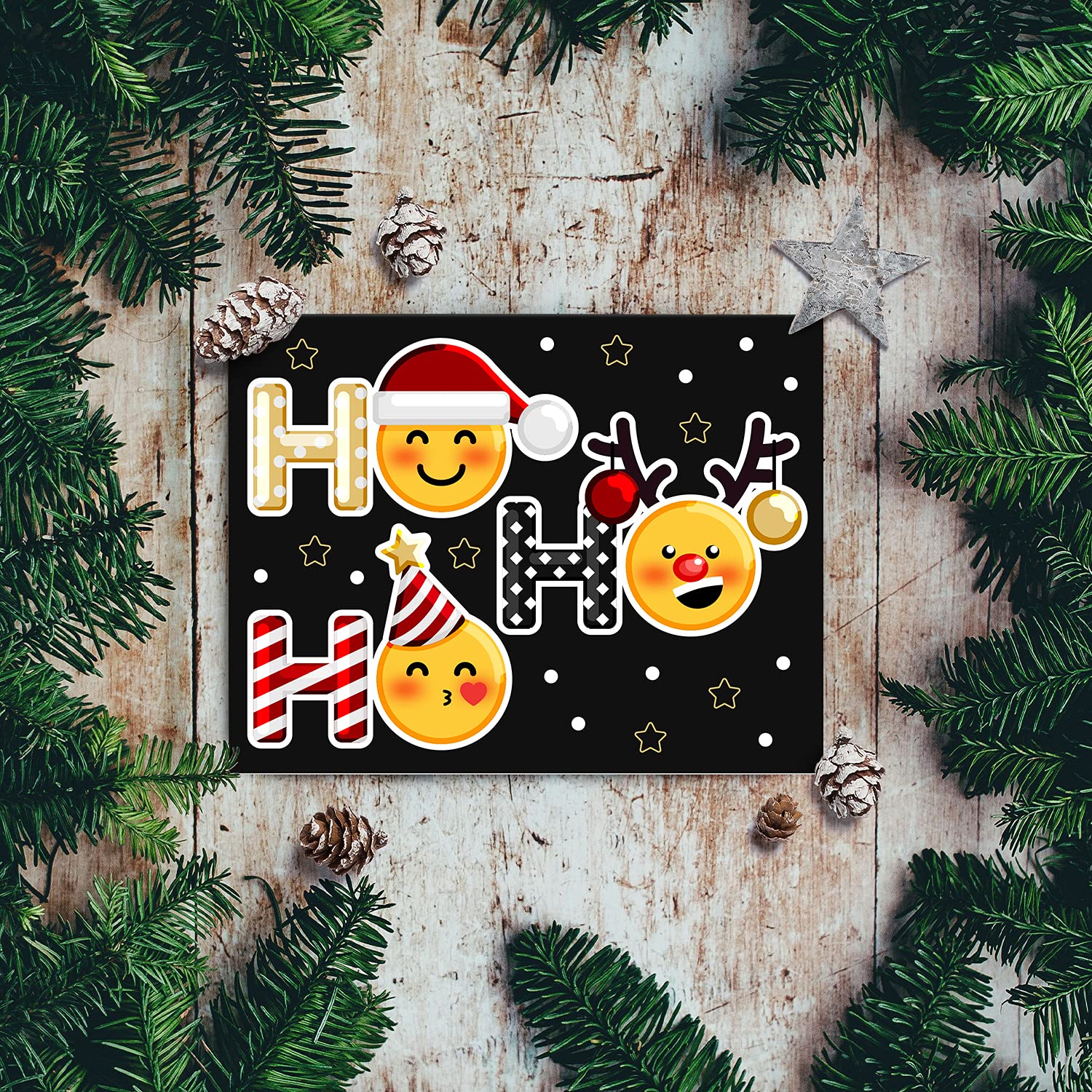 Funny Emoji Christmas Cards & Envelopes Set - 25 Cute Holiday Greeting Cards (4.25