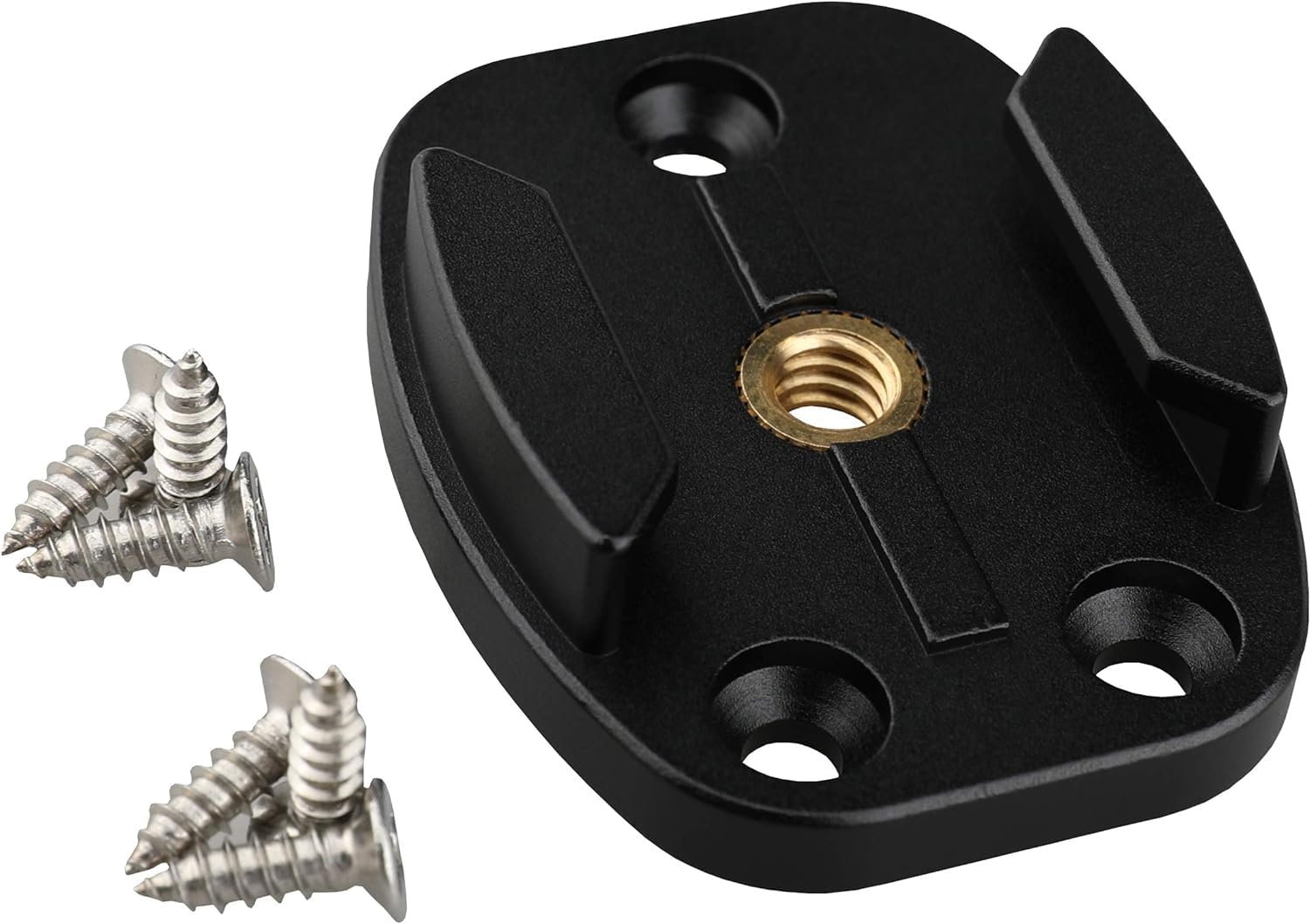 QR Mount with Pilot Holes – All Metal Quick Release Plate with 1/4”-20 Tripod Screw | Compatible with GoPro Hero3-9/MAX & Insta360 ONE R | Perfect for Action Cameras, Vlogging & Outdoor Adventures