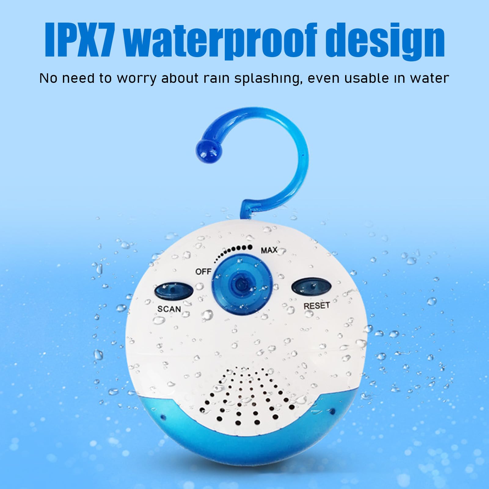 Waterproof Shower Radio IPX7 - Portable FM Radio with 360° Surround Sound & Top Handle for Bathroom, Pool, Beach, Camping & Outdoor Activities