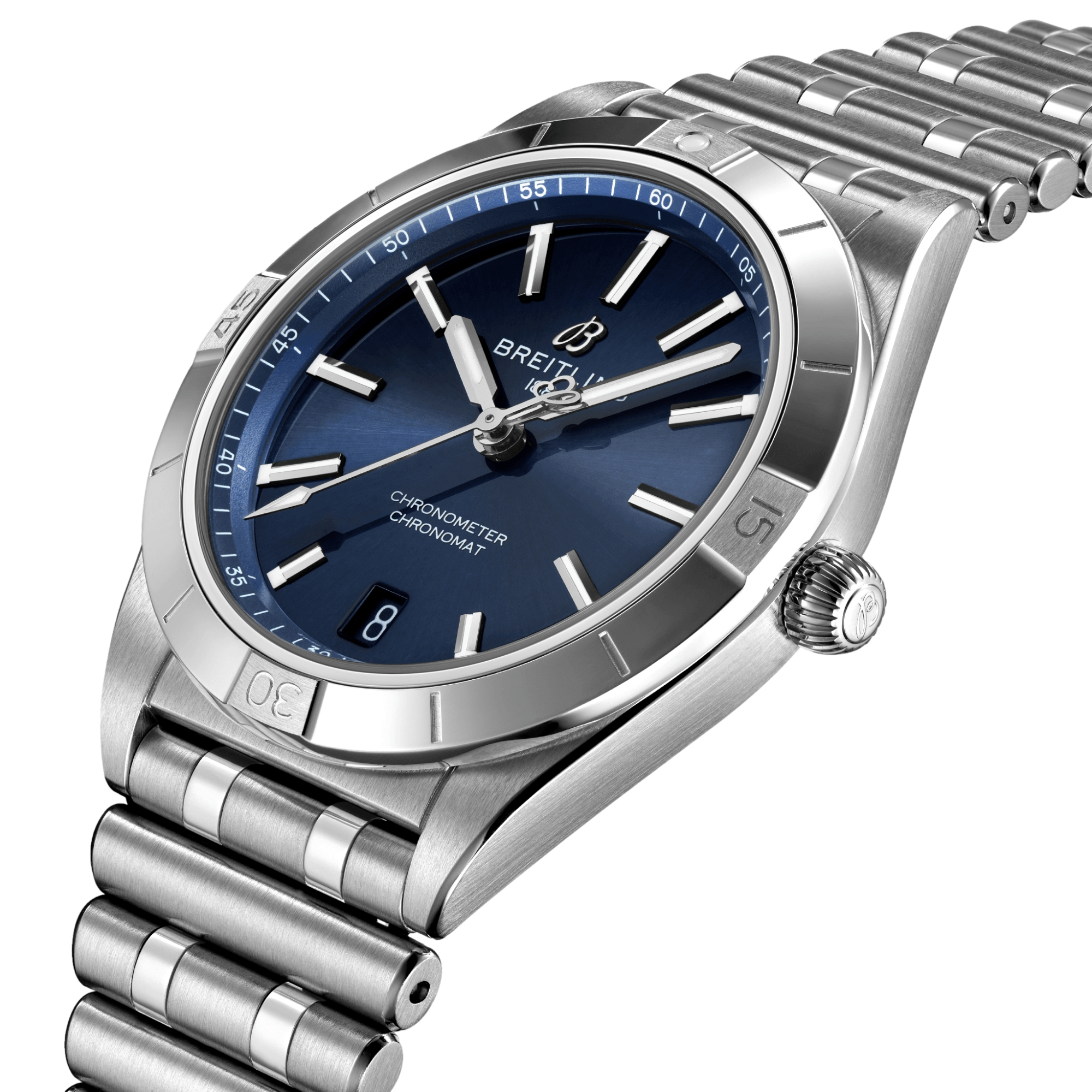 Breitling Chronomat Automatic 36mm Blue Dial Men's Watch on Stainless Steel Bracelet - Luxury Timepiece for Business, Travel & Special Occasions