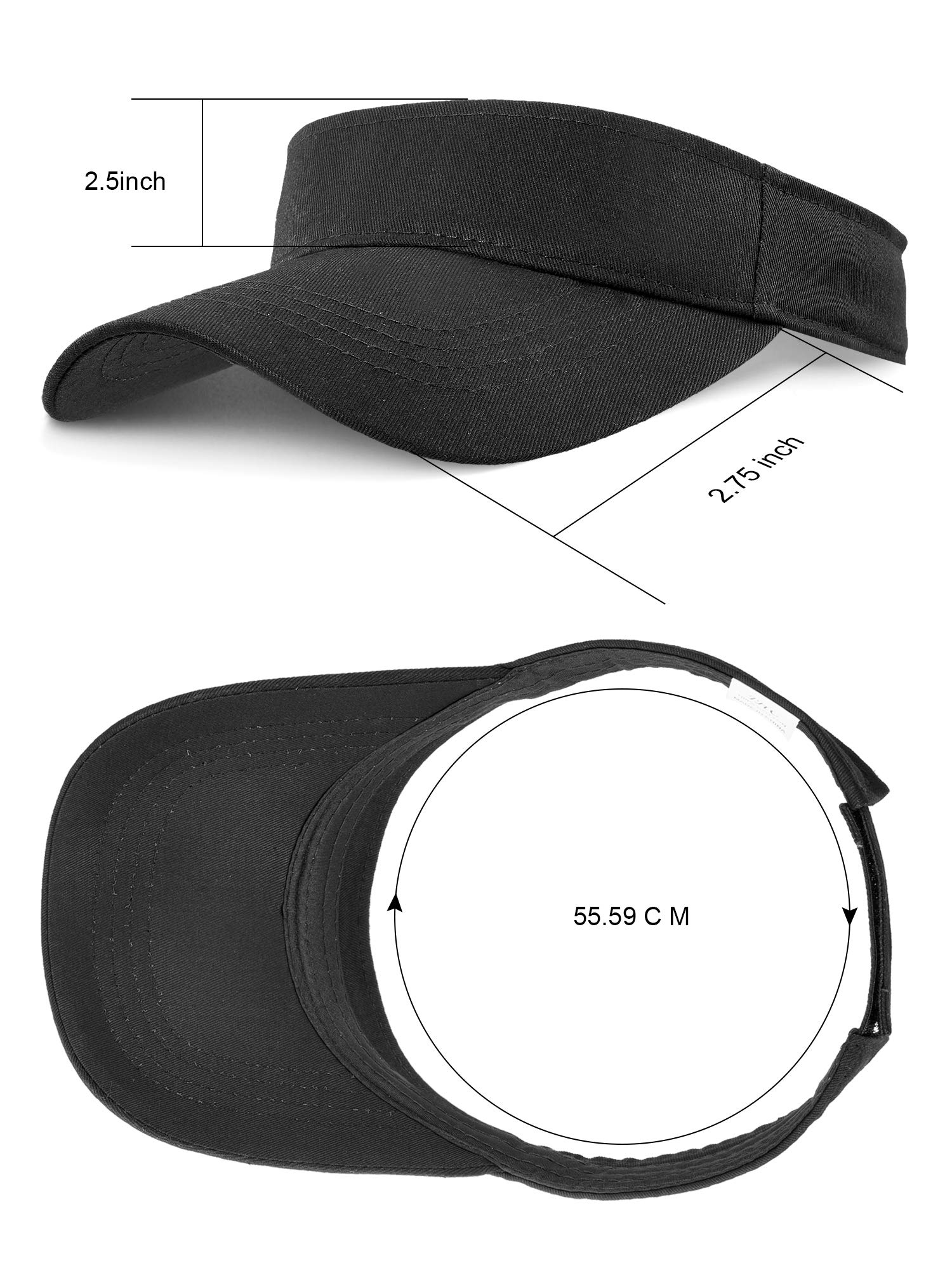 3 Pack Adjustable Sun Visor Hats for Men & Women - UV Protection Sports Cap in Black, White, Gray - Perfect for Running, Golf, Tennis & Outdoor Activities