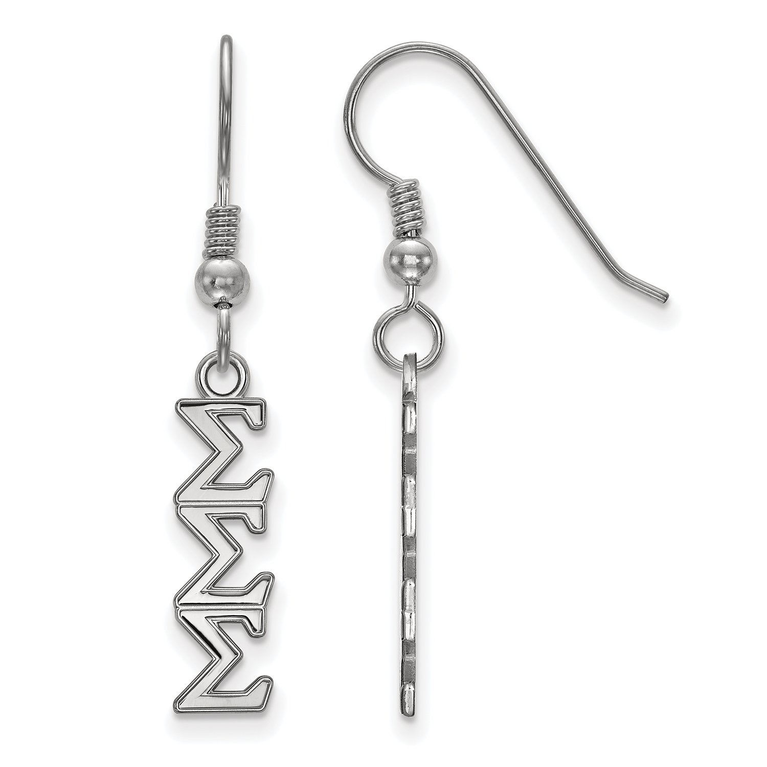 Sterling Silver Sigma Sigma Sigma Small Dangle Earrings - Greek Sorority Jewelry for Women - Perfect for Sisterhood Events, Graduation Gifts & Everyday Wear