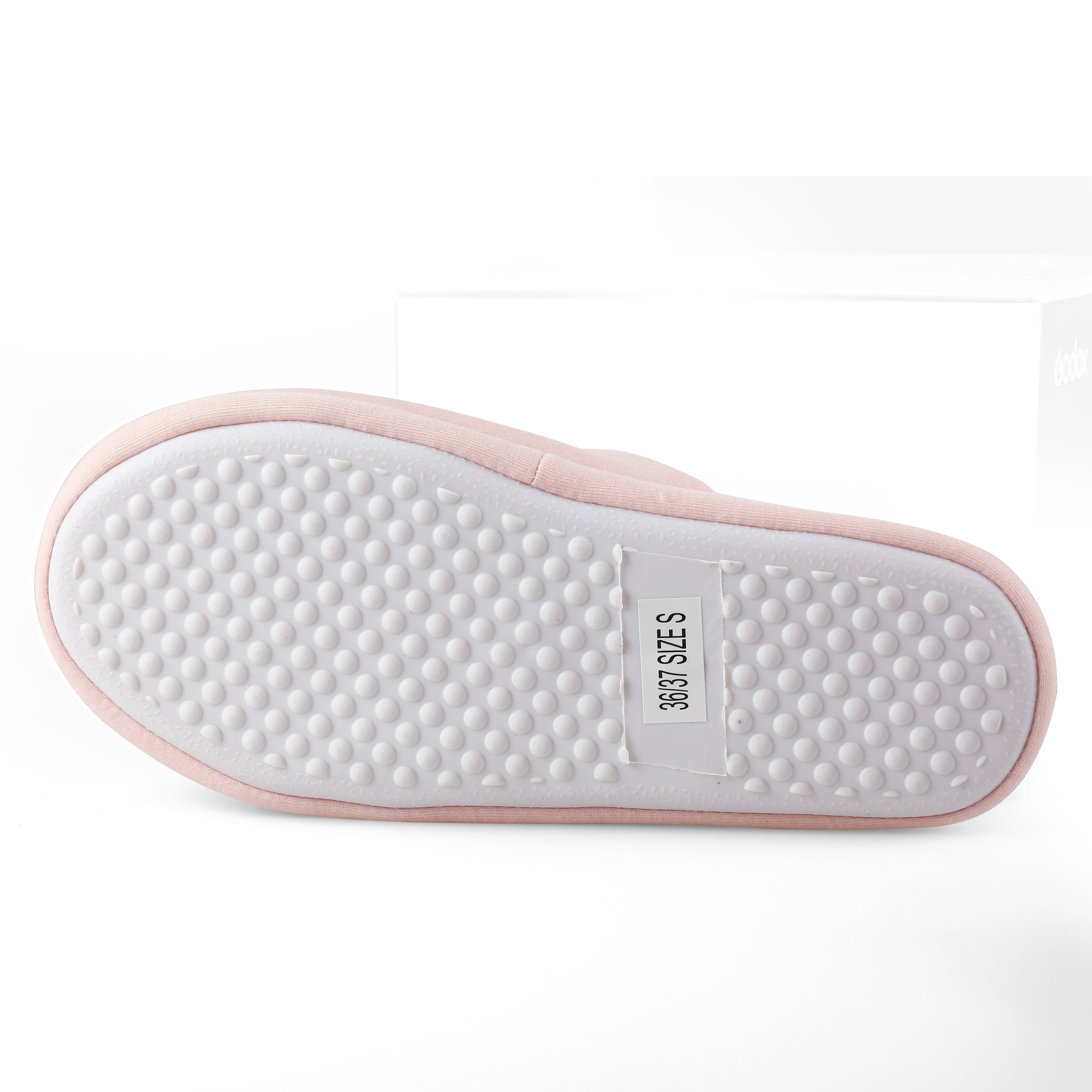Women's Waffle Stripes Bow Memory Foam Slippers - Soft Indoor House Shoes with Closed Toe for Comfort & Warmth, Pink, Large - Perfect for Lounging, Relaxing at Home & Cold Winter Days