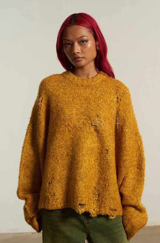 Blessed Charm Boucle Knit Sweater - Soft Yarn Knitwear for Women | Perfect for Fall Layering & Cozy Winter Outfits
