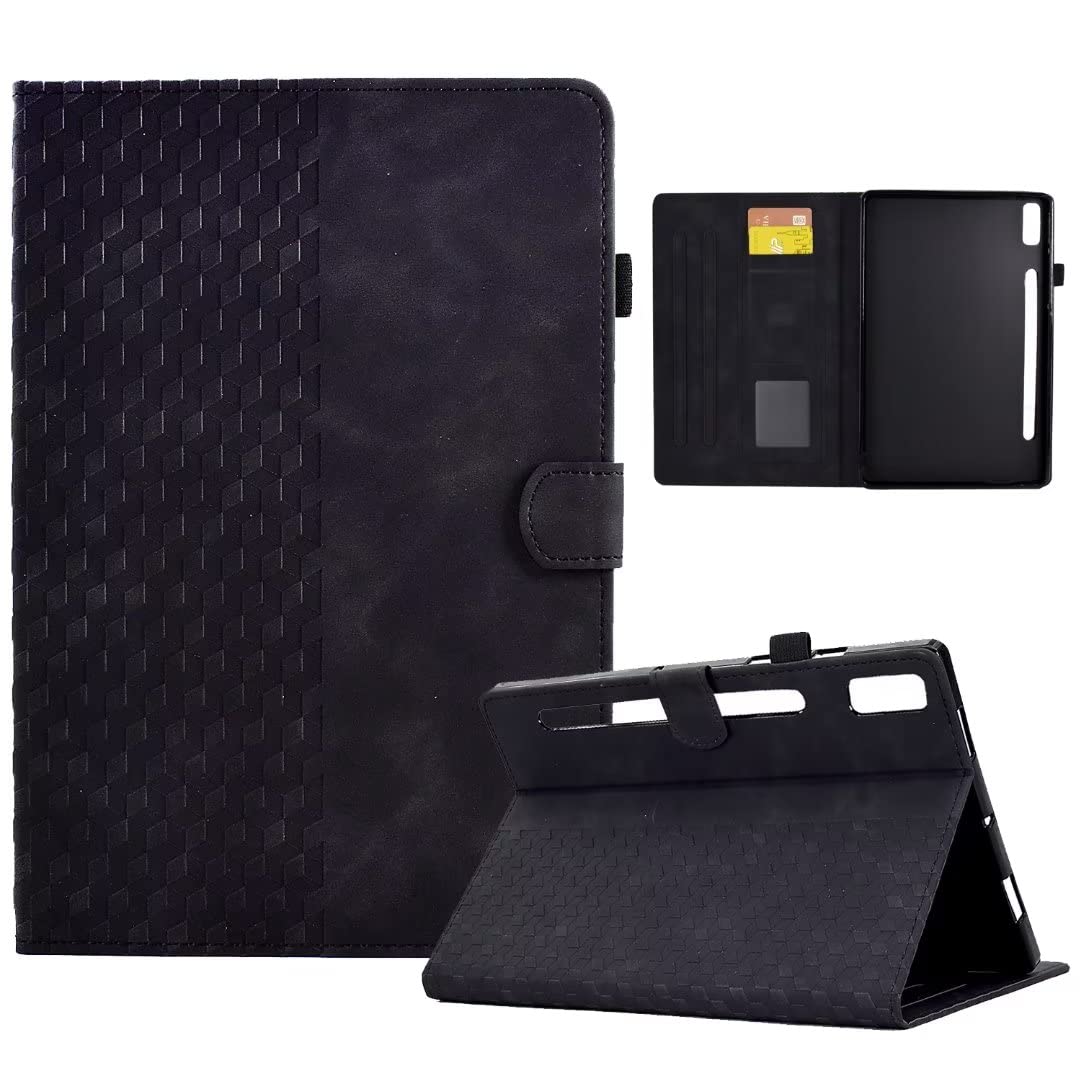 Premium PU Leather Case for iPad Mini 6 (8.3 inch 2021) - Slim Smart Cover with Card Slots & Raised Square Grid Design - Perfect for Work, Travel & Daily Protection - Black