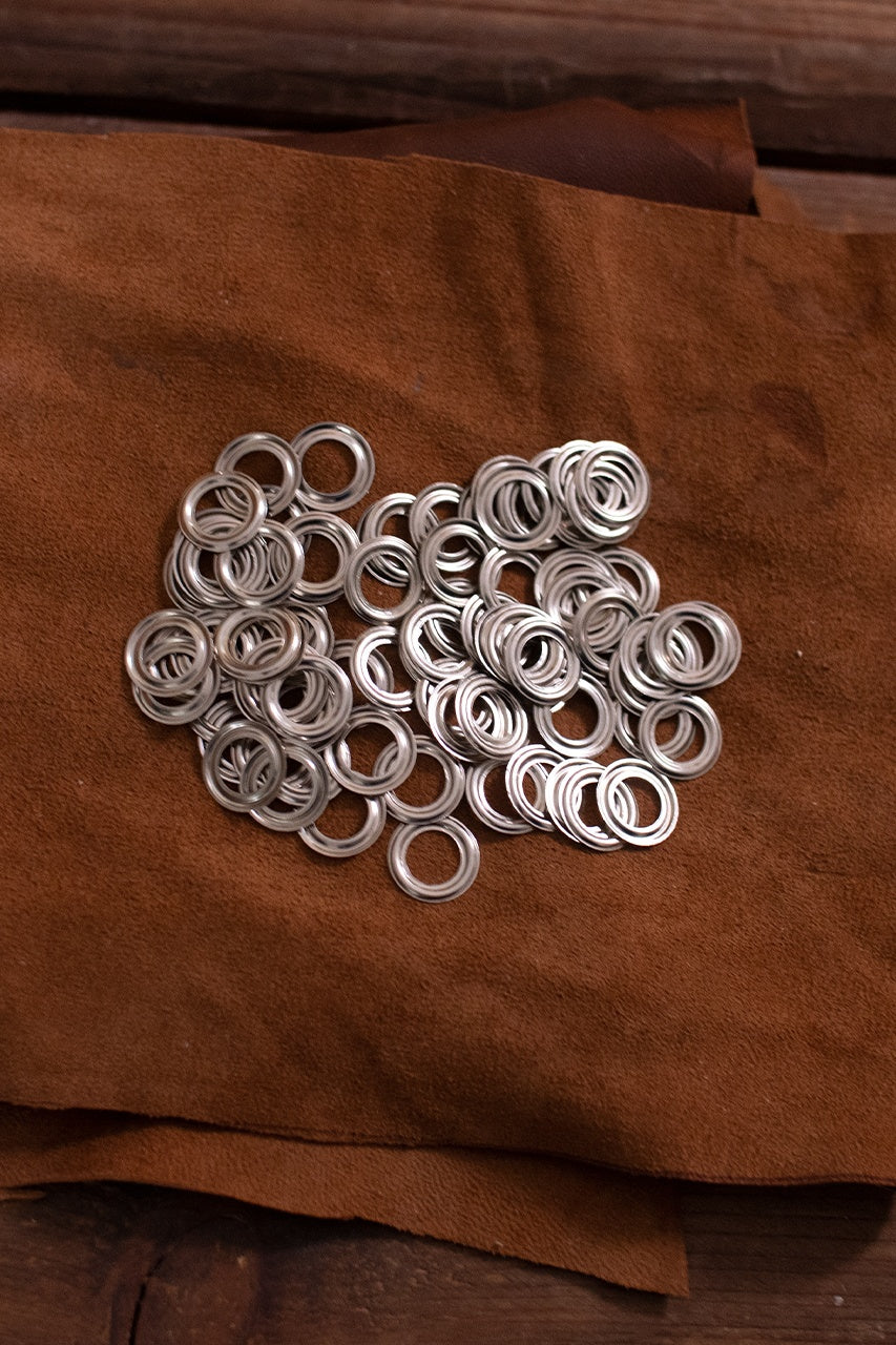 8.9mm Eyelet Rings - 0.8mm Thick Brass/Nickel Grommets for Leather Craft, Shoes & Bags (14.8mm Outer Diameter) - Perfect for DIY Projects, Clothing Accessories & Repair Work