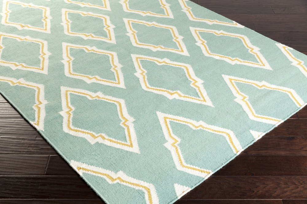 Surya Fallon Flat Weave Rug - Dark Robin's Egg Blue 8' Round Area Rug - Soft & Durable Handwoven Cotton - Perfect for Living Room, Bedroom or Dining Room Decor