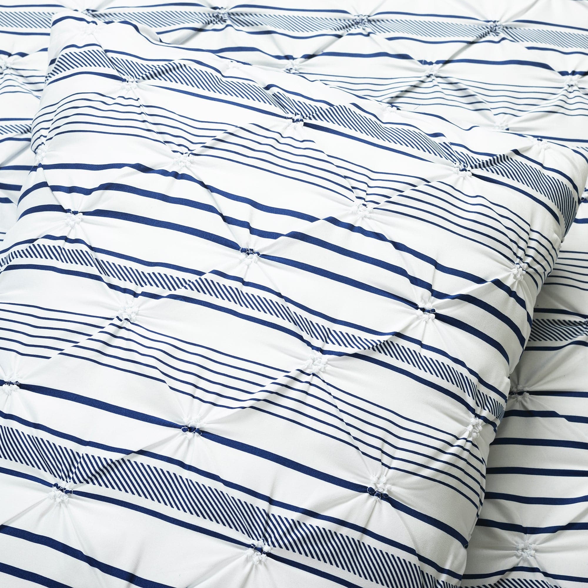 Ravello Pintuck Stripe 5-Piece Comforter Set - Queen Size Bedding Set with Pillow Shams - Luxury Soft Microfiber Comforter for Bedroom Decor & Guest Room