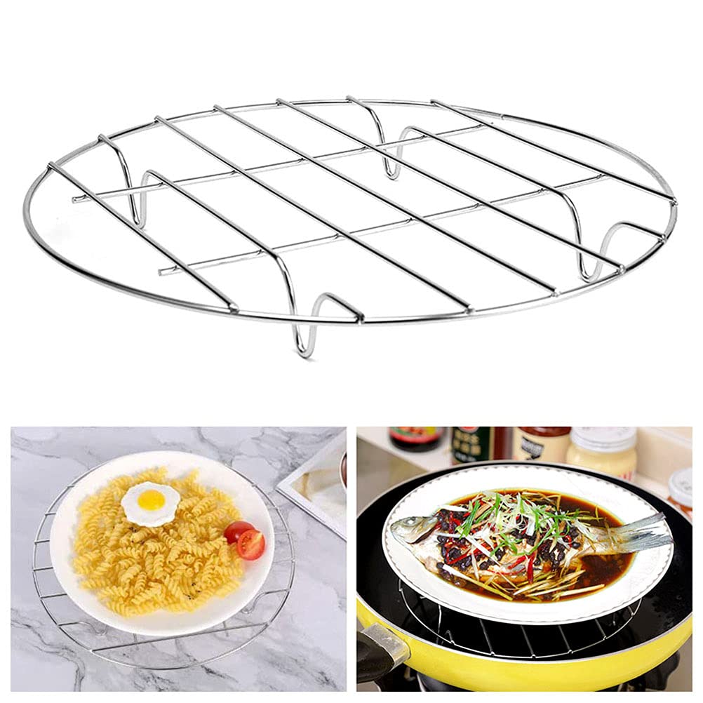 Dimengya Heavy Duty Stainless Steel Steamer Rack for Pressure Cooker - 9 Inch Durable Cooking Stand, Pot & Pan Support with Heat-Resistant Trivet - Perfect for Steaming Vegetables, Seafood & Dumplings in Kitchen