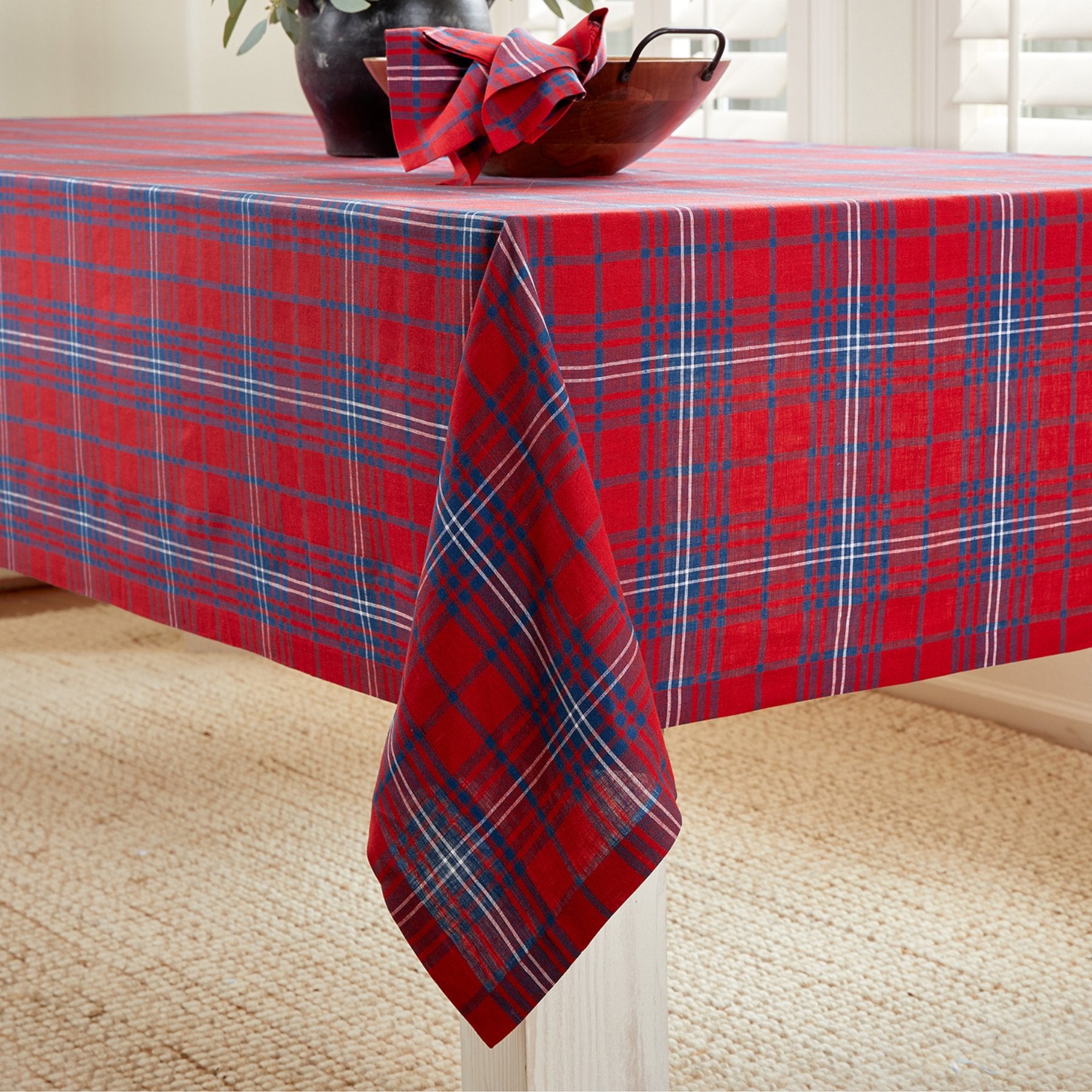Red Tartan Plaid Tablecloth - Waterproof & Wrinkle-Resistant 60