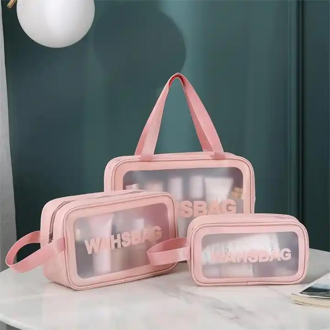 Travel Toiletry Bag Set for Women - 3 PCS Transparent Makeup Organizer for Travel Essentials