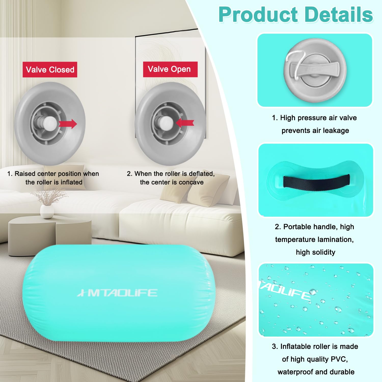 Inflatable Gymnastics Air Roller Barrel - Kids Tumbling Mat for Backbends, Somersaults & Yoga Training | Portable Cheerleading Equipment for Home & Gym Use | Perfect for Gymnastics Practice, Flexibility Exercises & Kids Playtime