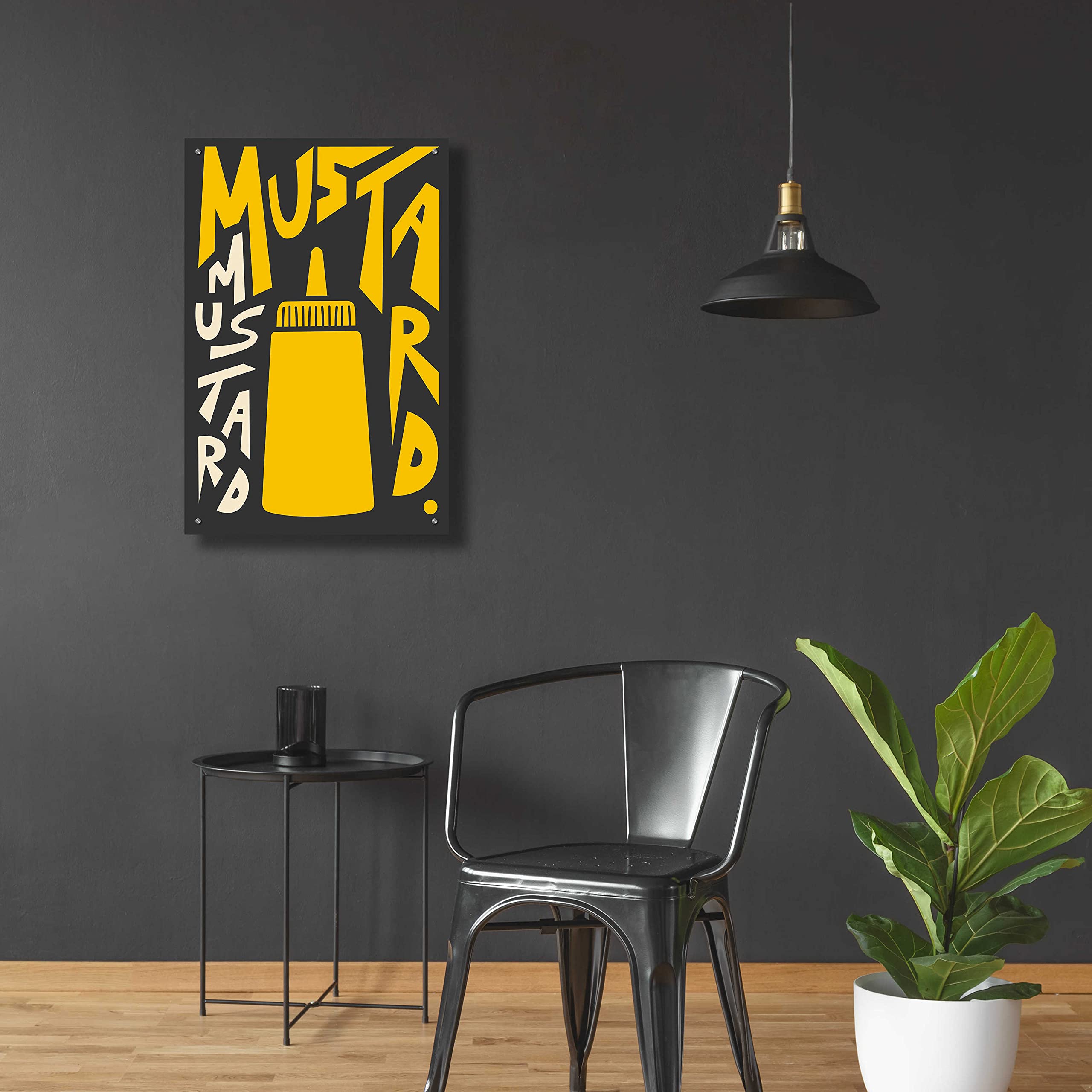 Epic Art 'Kitchen Mustard' by Ayse - 24x36 Inch Modern Acrylic Glass Wall Painting - Vibrant Home Decor for Kitchen, Dining Room & Living Room