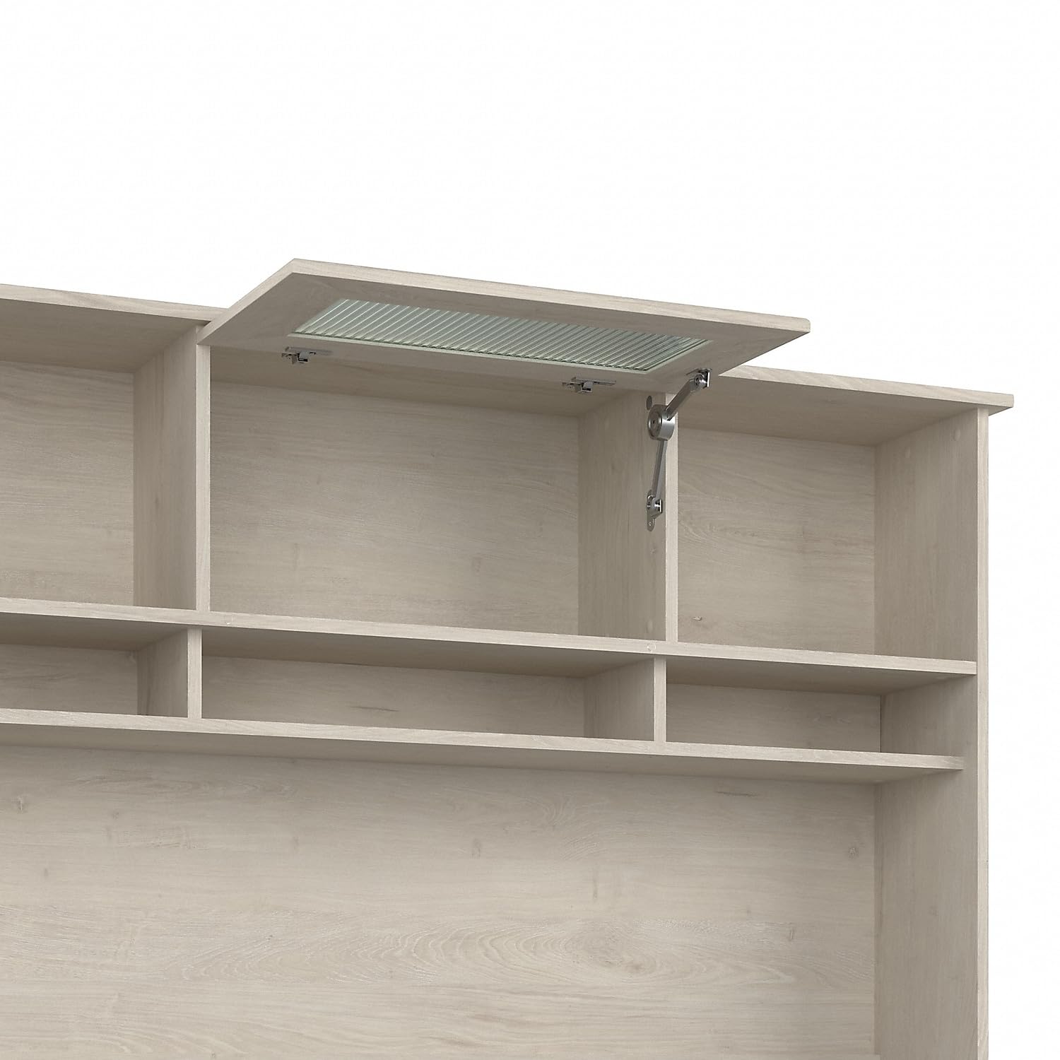 Bush Furniture Cabot 60W Linen White Oak Desk Hutch - Perfect for Home Office, Study Room & Workspace Organization