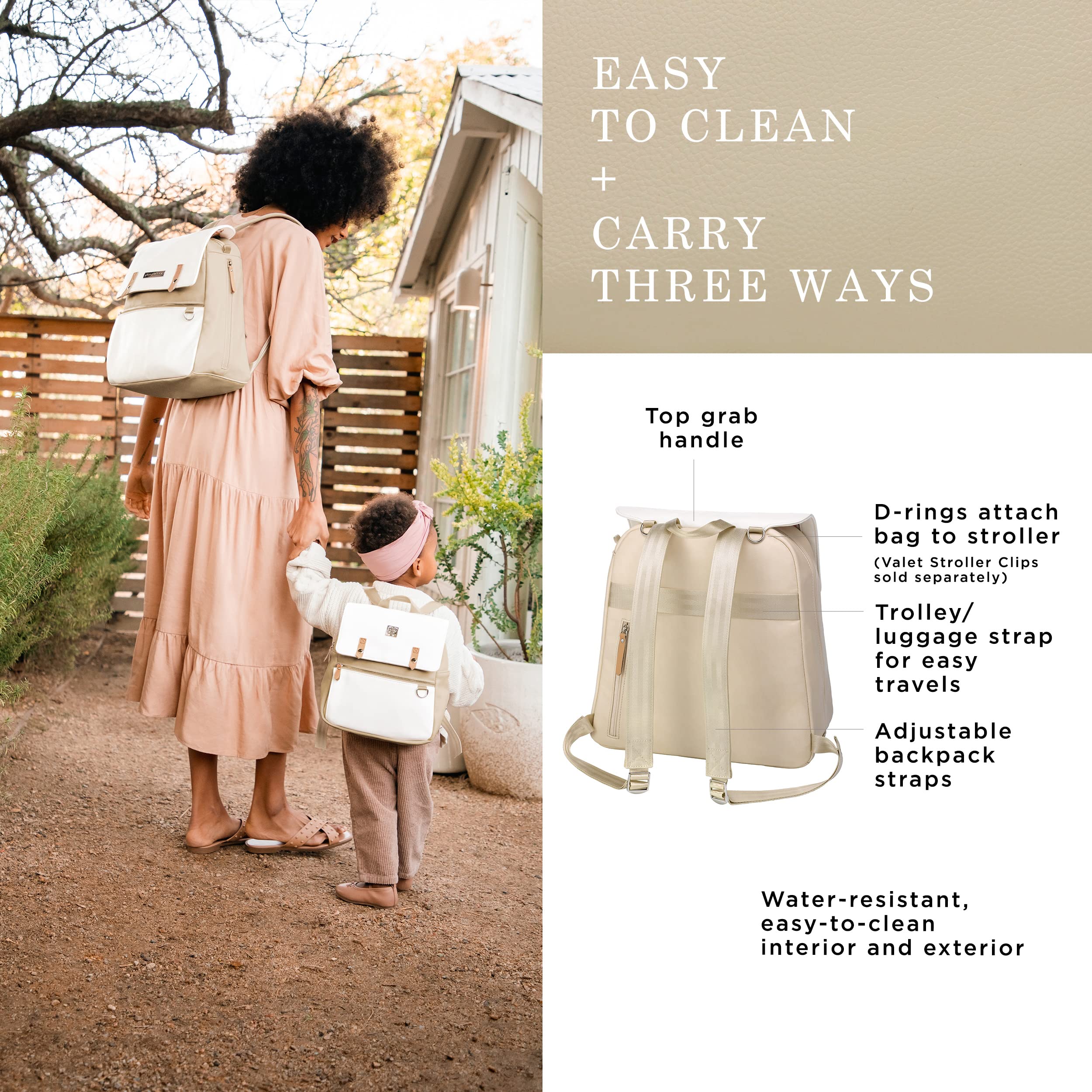 Petunia Pickle Bottom Meta Backpack in Toasted Marshmallow - Stylish Diaper Bag & Travel Backpack for Moms, Perfect for Daycare, Work Commute & Weekend Getaways