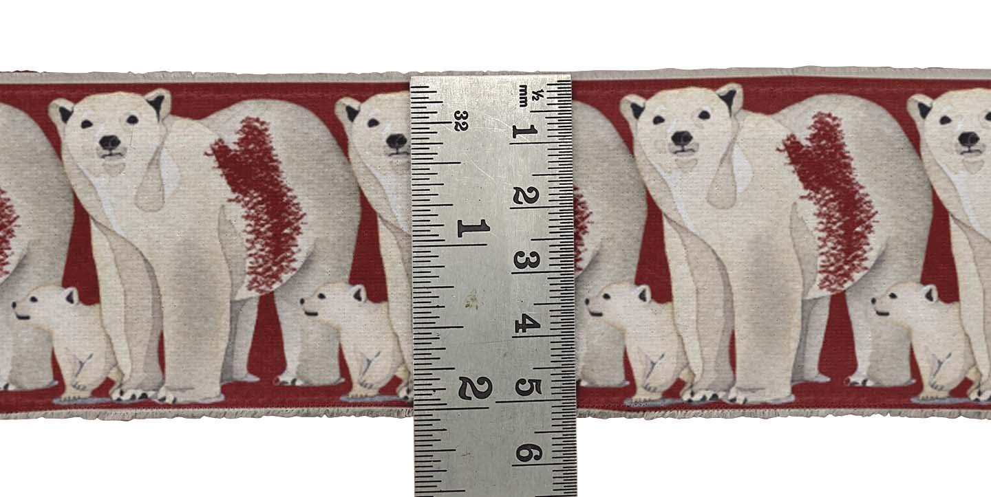 Red Polar Bear Animal Print Velvet Ribbon Trim - 9 Yards, 3 Inches Wide for Crafts & Sewing Accessories | Perfect for DIY Projects, Gift Wrapping, and Home Decor