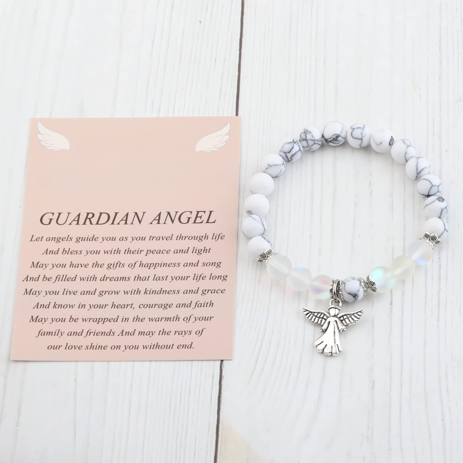 FUSTMW Angel Keychain - Guardian Angel Charm for Faith, Prayer & Blessing Gifts - Perfect for Baptism, Confirmation & Spiritual Protection