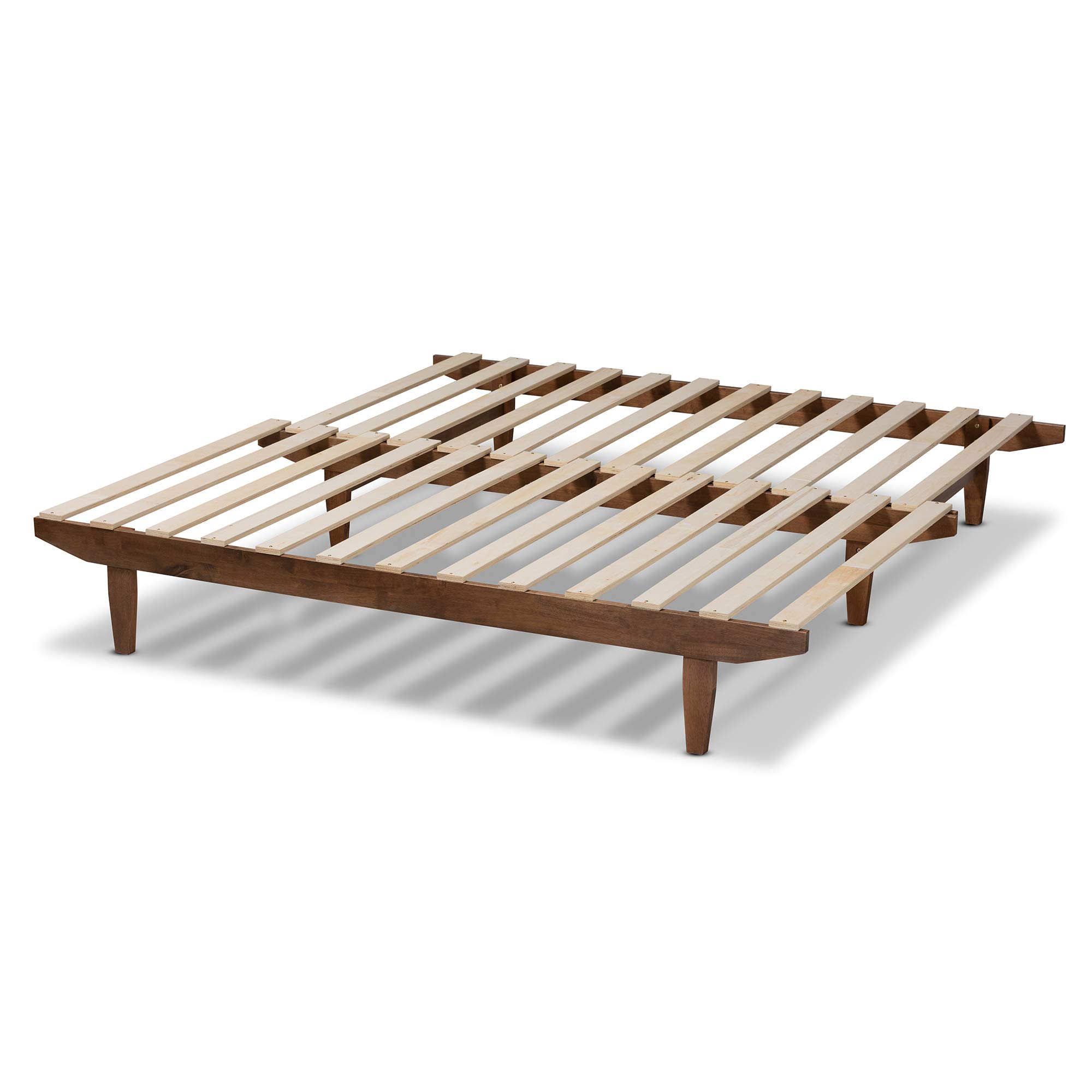 Baxton Studio Wooden Bed Frame - Twin & King Size, Solid Walnut Finish - Perfect for Modern Bedroom & Guest Room Decor