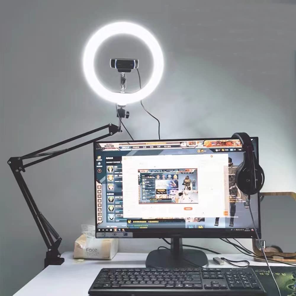 YIYANT Overhead Tripod Mount Articulating Arm - Adjustable Phone Holder & Webcam Stand with Desk Clamp - Perfect for Video Recording, Live Streaming, YouTube Videos & Online Classes (Blue)