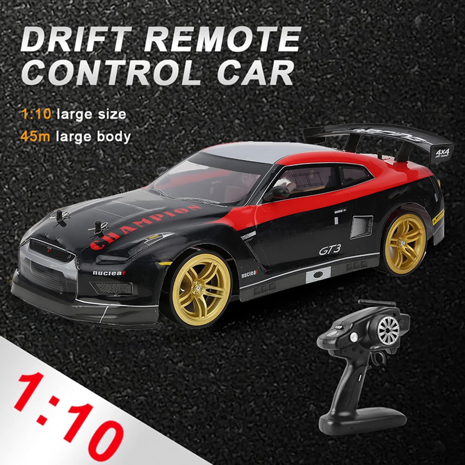 1:10 Scale 2.4G RC Racing Car with Drift Function - Remote Control Vehicle Toy for Kids & Adults - Electric Drive - Perfect for Indoor/Outdoor Racing, Birthday Gifts & Family Fun Activities