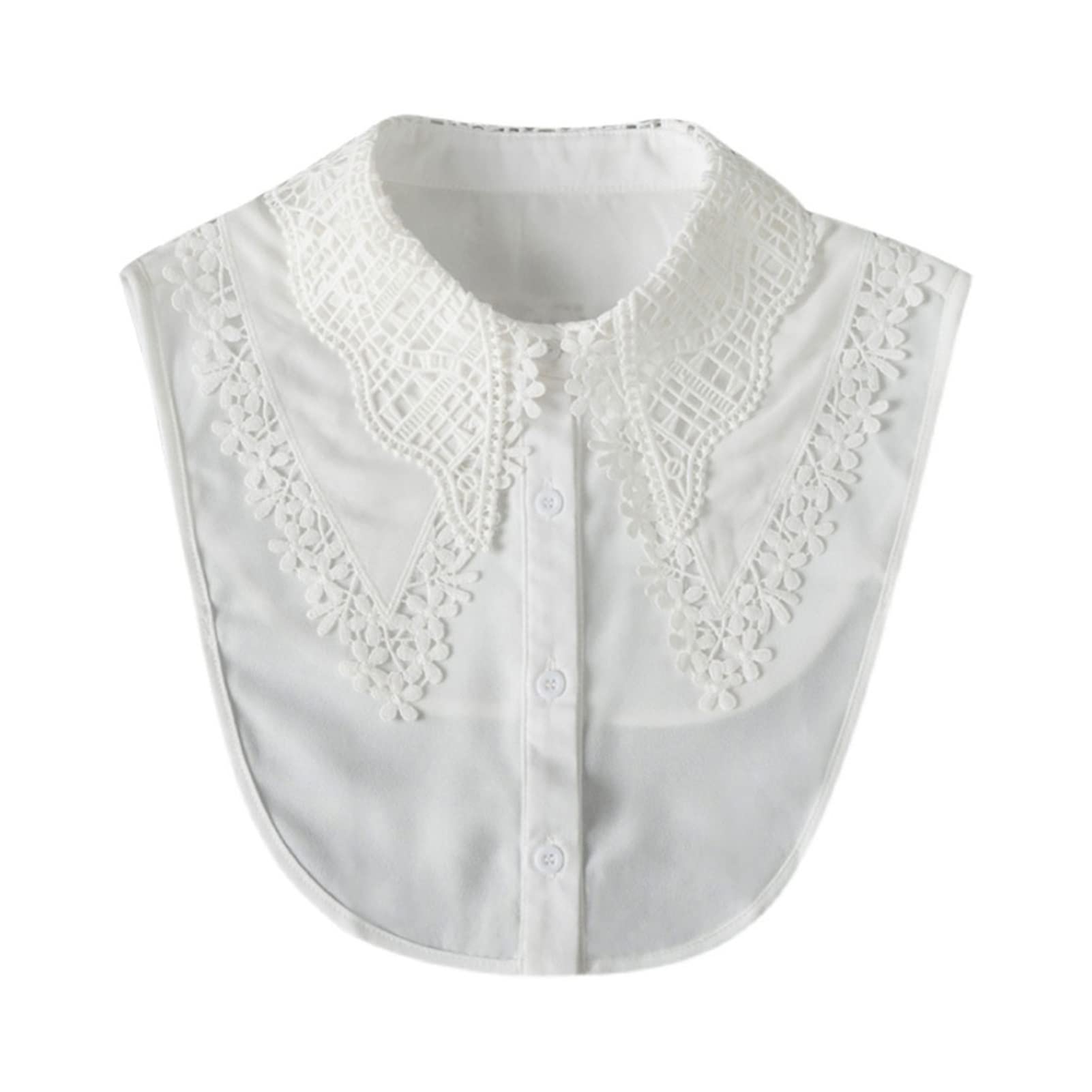 Elegant Hollow Embroidery Lace Detachable Fake Collar for Women - Versatile Sweater & Shirt Accessory (White, One Size) - Perfect for Office Wear, Parties & Vintage Fashion Outfits