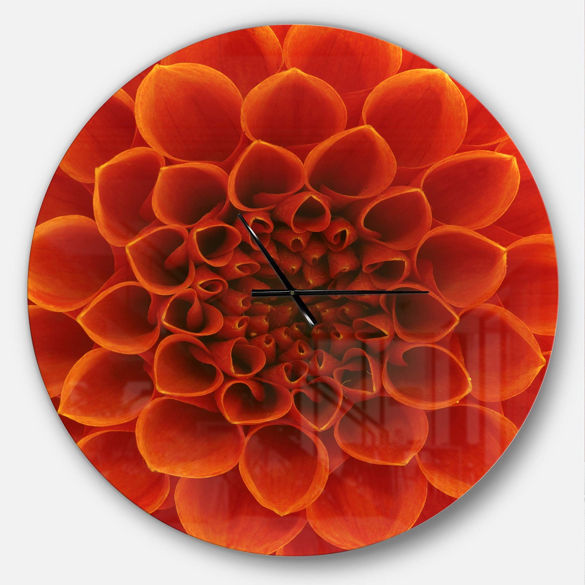 Designart 'Large Dark Yellow Flower and Petals' Oversized Floral Wall Clock - 29 Inch Round Modern Home Decor for Living Room, Bedroom & Office