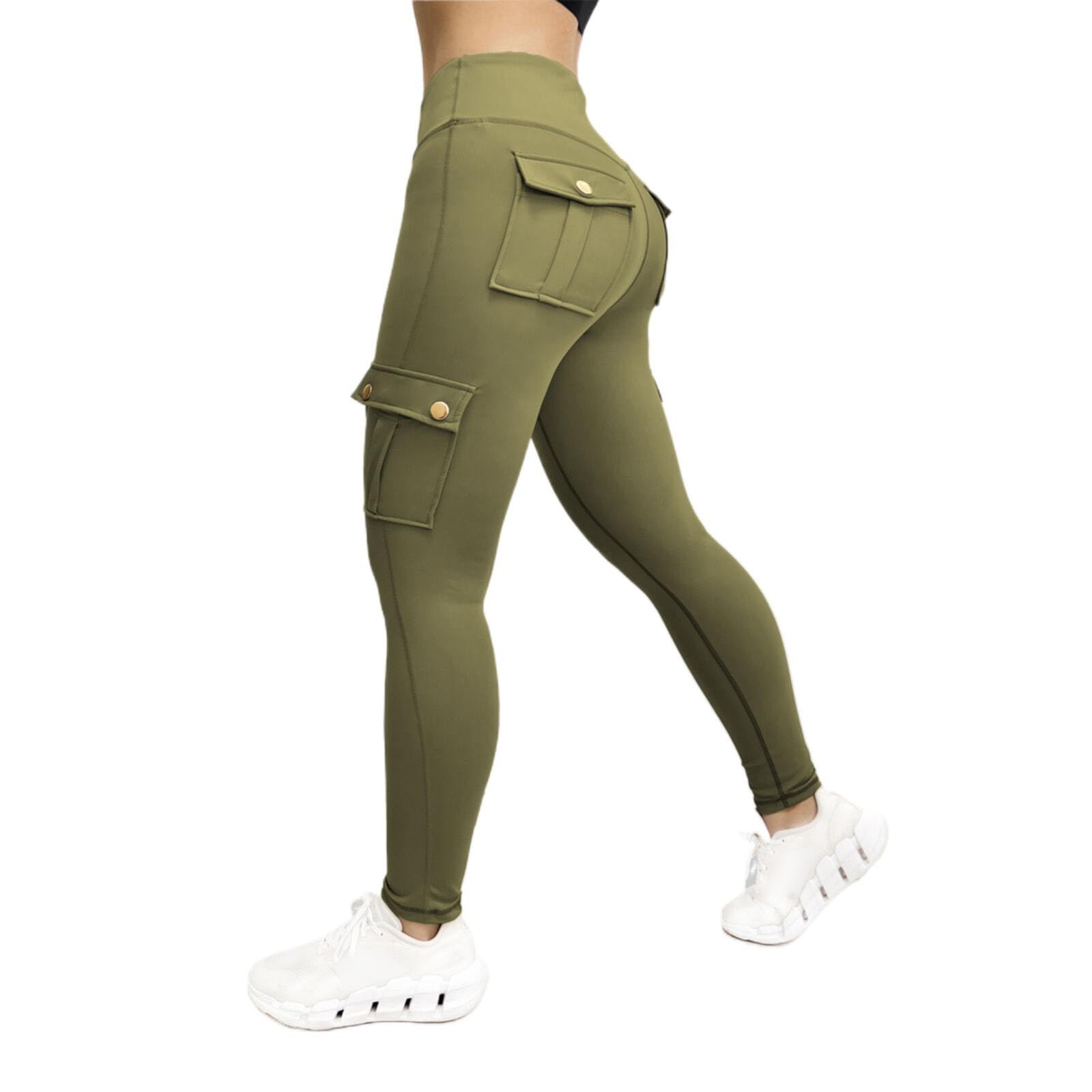 Women's High Waisted Cargo Leggings with Pockets - Tummy Control Yoga Workout Pants for Running, Gym & Athletic Wear | Perfect for Training, Travel & Everyday Comfort