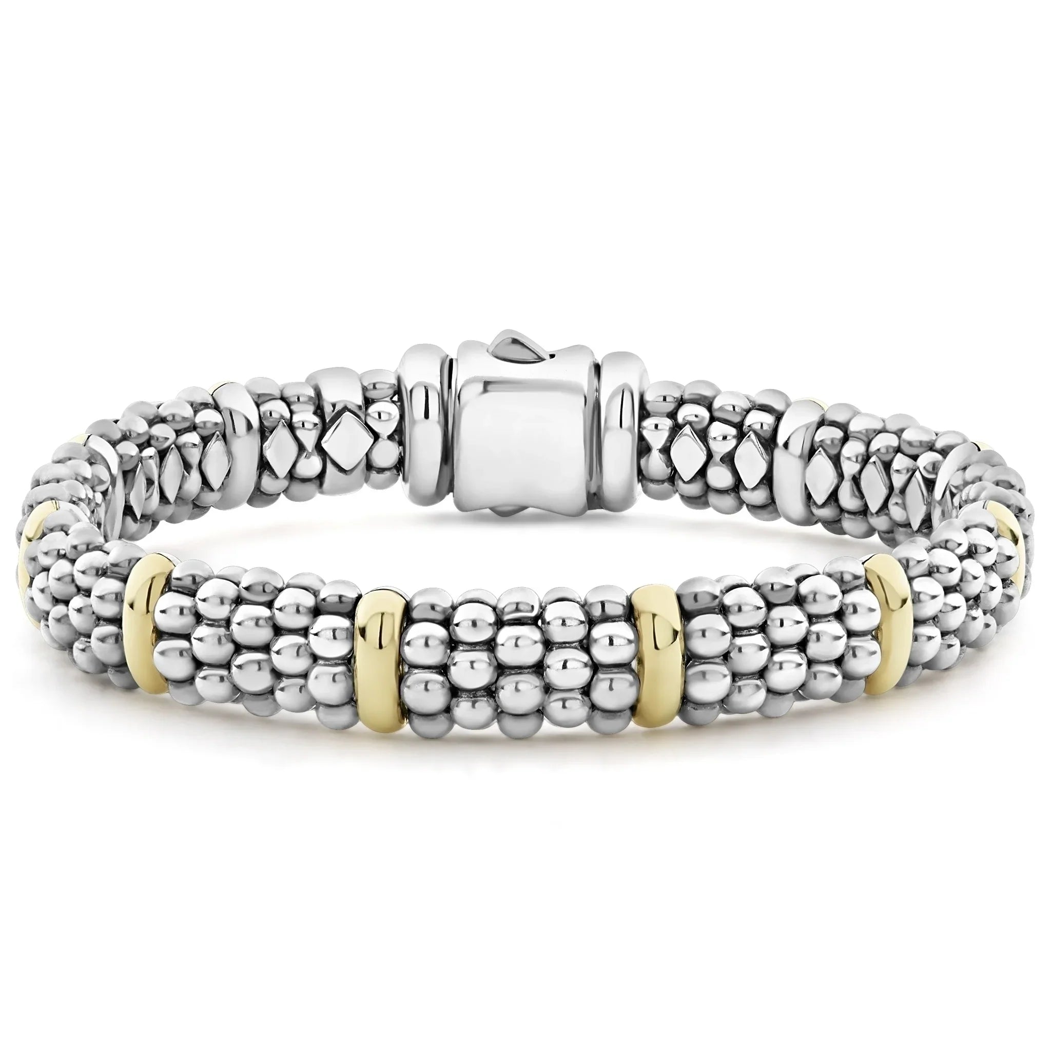 9mm Gold Station Caviar Bracelet for Women - Elegant Luxury Jewelry Gift for Birthday, Anniversary & Special Occasions