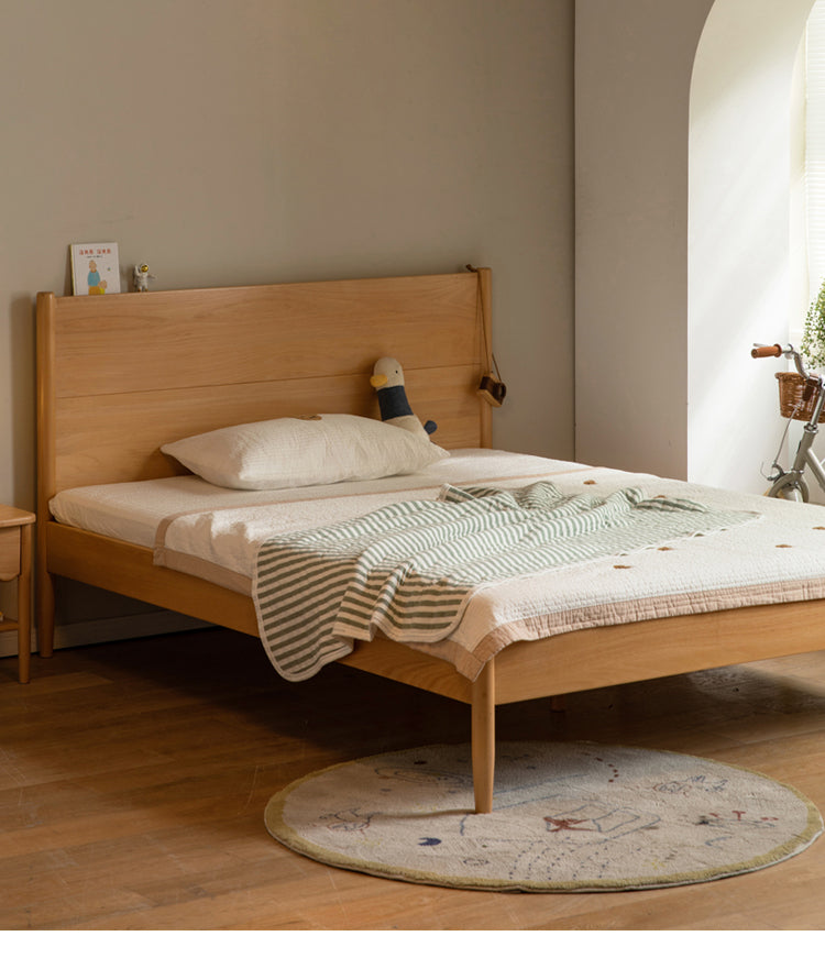 Solid Wood Kids Bed - Beech or Oak Frame - Soft Single Bed for Toddlers & Children - Perfect for Bedrooms, Daycare, or Guest Rooms