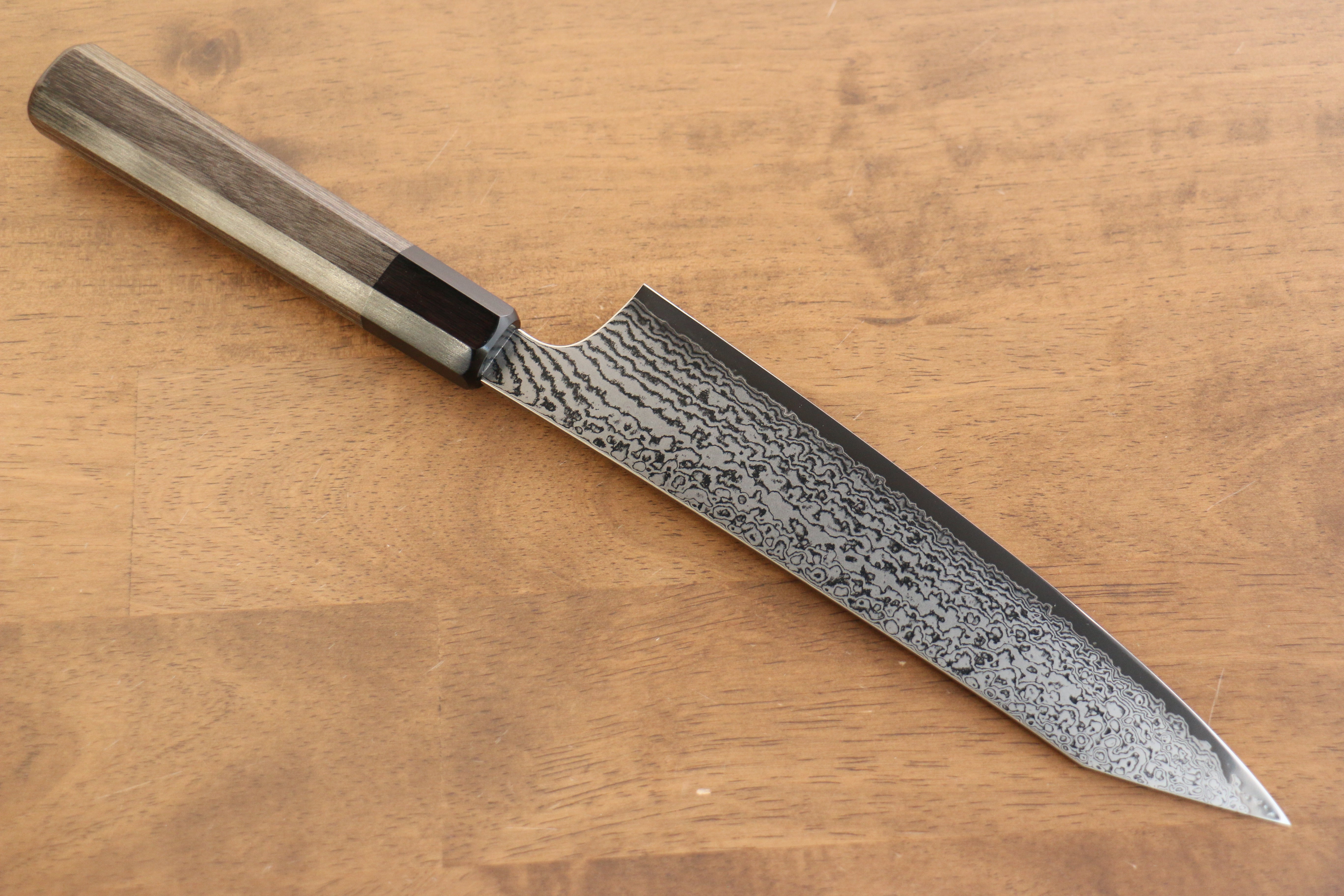 Premium Kanjyo VG10 Damascus Kiritsuke Gyuto 210mm Japanese Chef Knife with Gray Pakka Wood Handle - Perfect for Sushi, Sashimi & Precision Vegetable Cutting