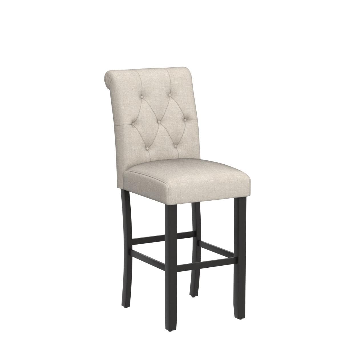 Roundhill Furniture Hendley Solid Wood Tufted Bar Stools, Set of 2, Tan - Perfect for Kitchen Islands, Breakfast Bars & Home Pub Decor