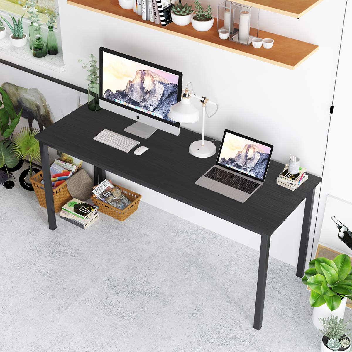 Soges 63 Inch Black Computer Desk - Modern Home Office Desk for Work & Study, Ergonomic Design with Sturdy Frame, Perfect for Small Spaces & Gaming Setups