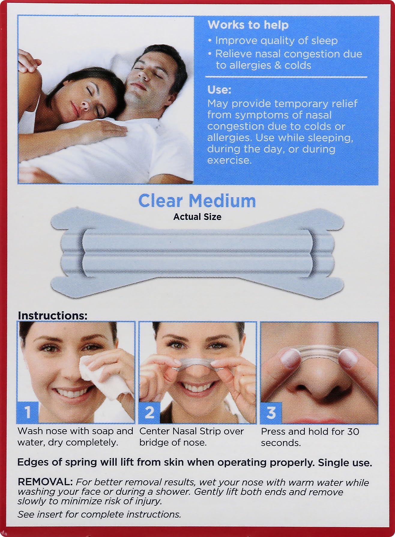 Leader Drug-Free Nasal Strips (30 Count) - Breathe Easier for Better Sleep, Exercise & Snoring Relief