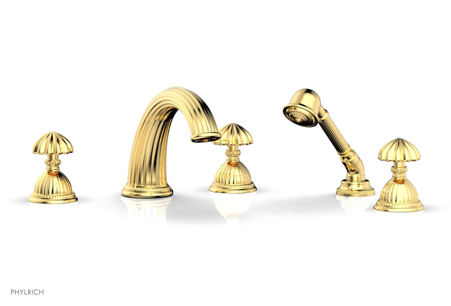 GEORGIAN & BARCELONA Deck Mounted Bathtub Faucet Set with Round Handles K2361P1 - Modern Bathroom Fixture with Hand Shower for Spa-Like Relaxation