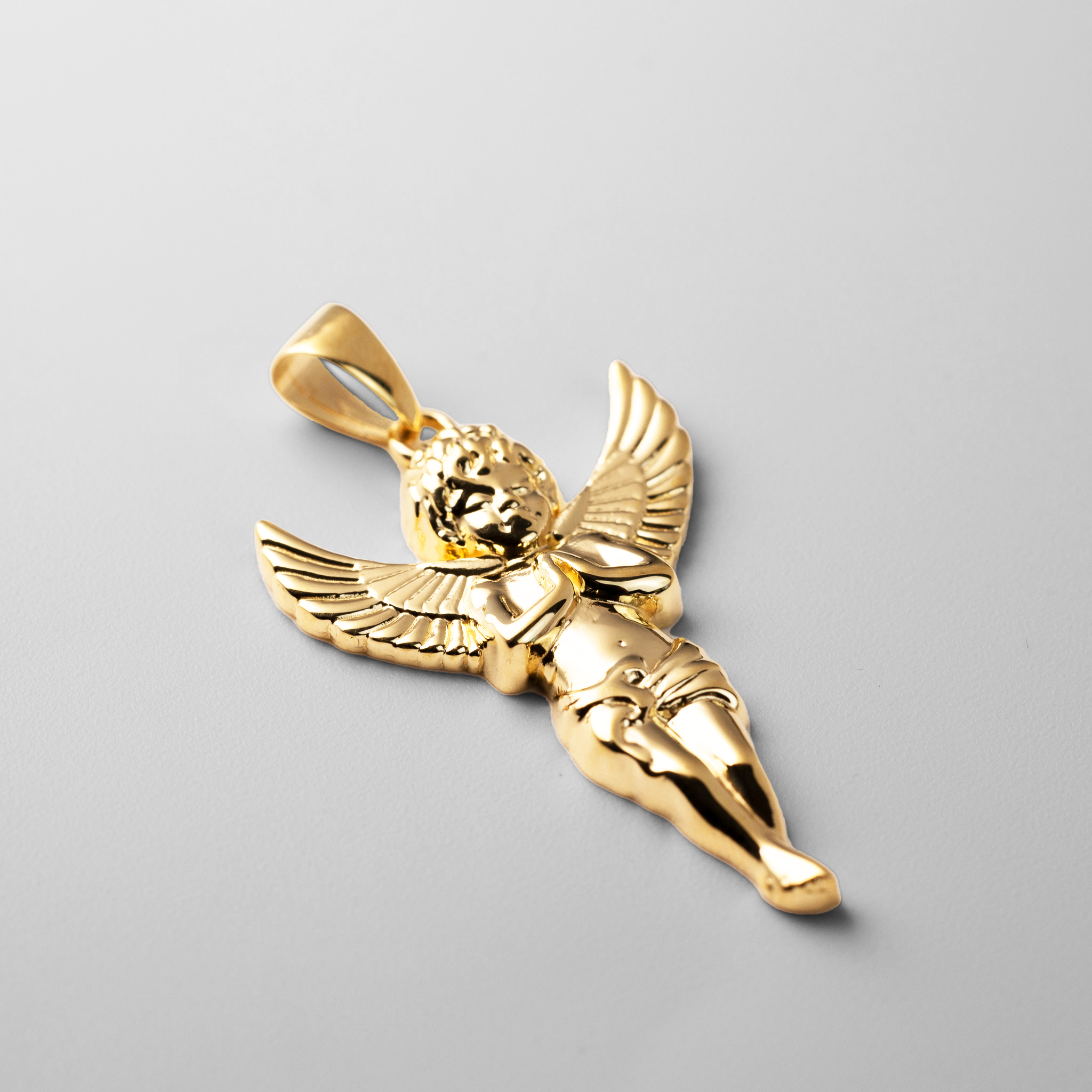 Gold Large Praying Angel Pendant PT2630 - Elegant Religious Jewelry for Women, Perfect for Gifts, Church & Special Occasions