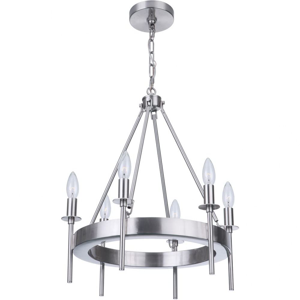 Craftmade 54326-BNK Larrson Modern 6-Light Candle Chandelier - 360 Watts, Brushed Polished Nickel Finish - 21