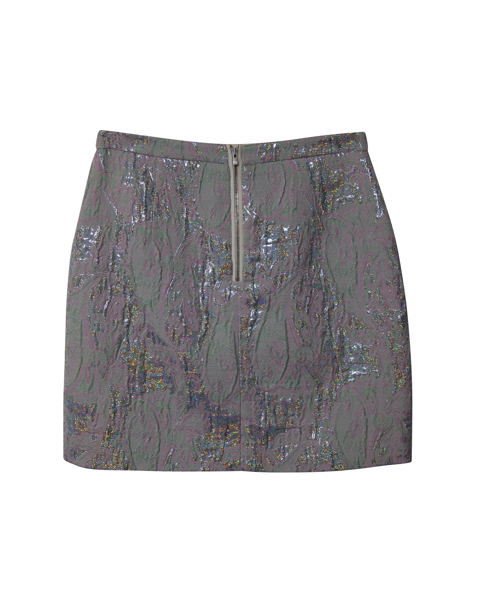 Stylish Abstract Metallic Jacquard Mini Skirt - Polyester Stretch Fabric for Women | Perfect for Night Out, Party, and Casual Wear