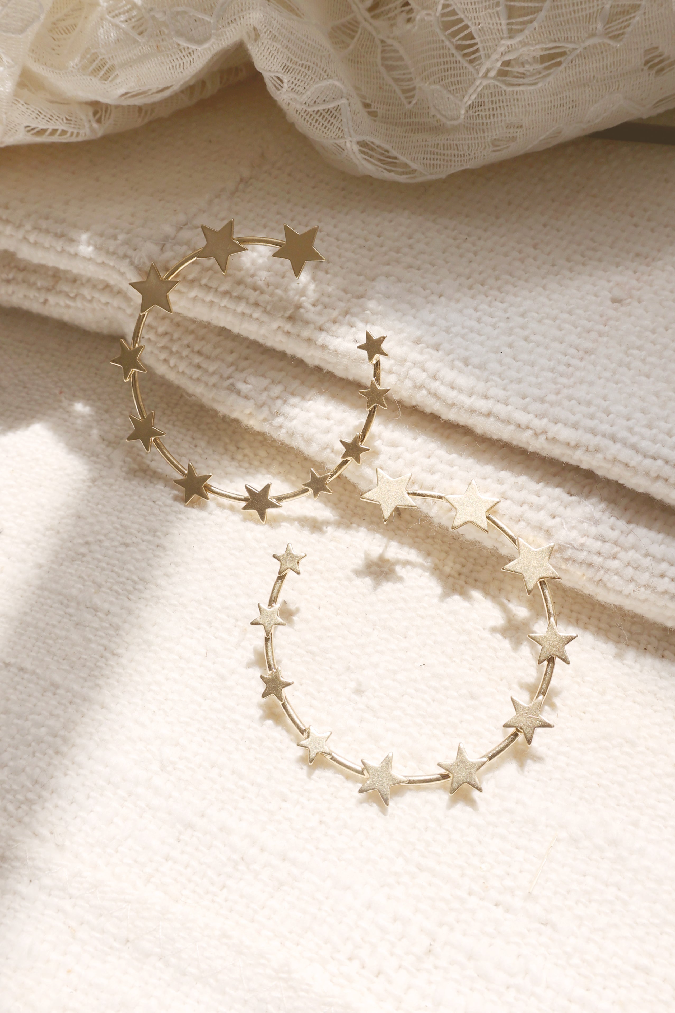 Star Hoop Gold Earrings for Women - 14K Gold Plated Huggie Hoop Earrings - Trendy Minimalist Jewelry for Everyday Wear, Parties & Gifts